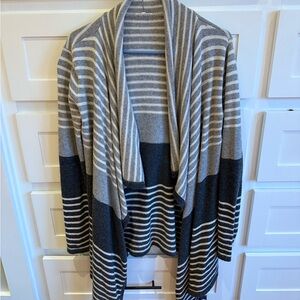 Striped Open Front Cardigan - large